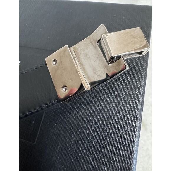 Auth Saint Laurent YSL Black Leather Stud Bracelet Small Sized Metal - Picture 13 of 16